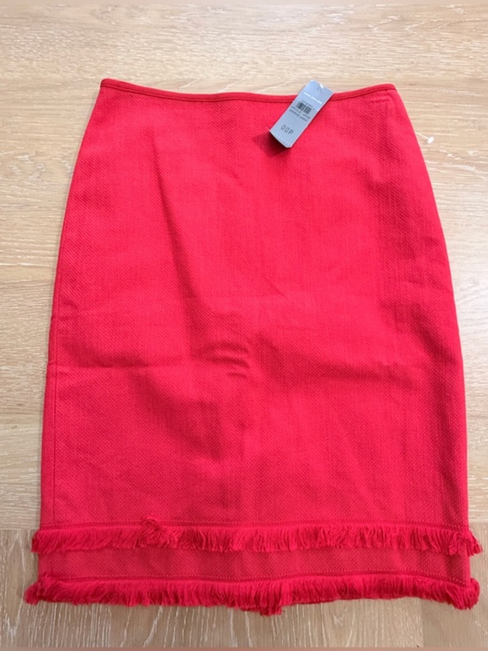 NEW Ann Taylor Red Pencil Skirt with Fringe Hem - Picture 1 of 6